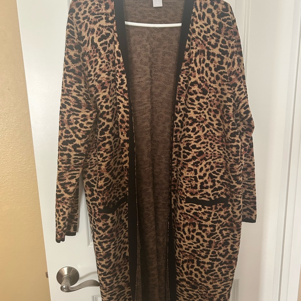 Chico's Jacquard Leopard Cardigan